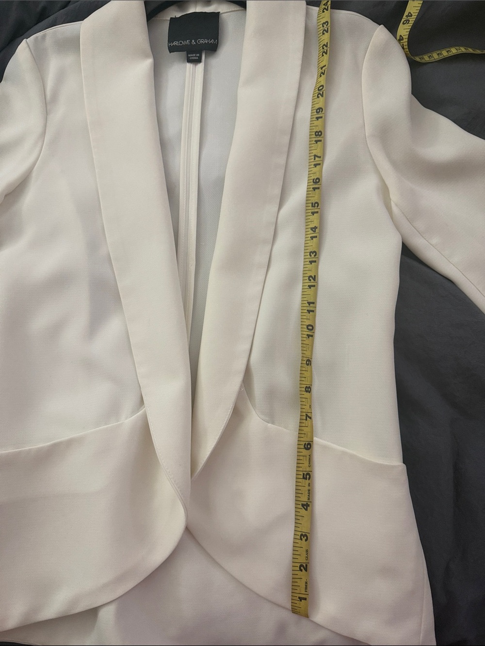 Harlowe & Graham Ivory Draped Open-Front Blazer - Picture 7 of 8